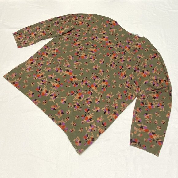 Daniel Rainn Long Sleeve Split Rib Neck Wendy Sweater Olive Floral NWT XXL - Picture 7 of 11